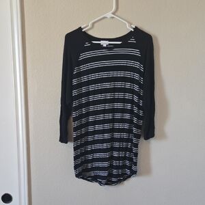 LuLaRoe Black and White Striped 3/4 Sleeve Tee